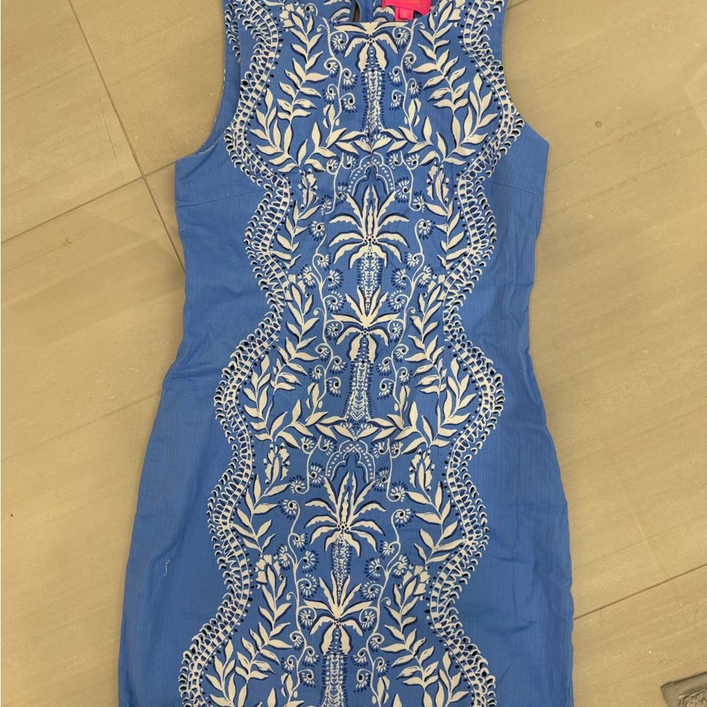 Lilly Pulitzer Blue Dress with White Embroidery